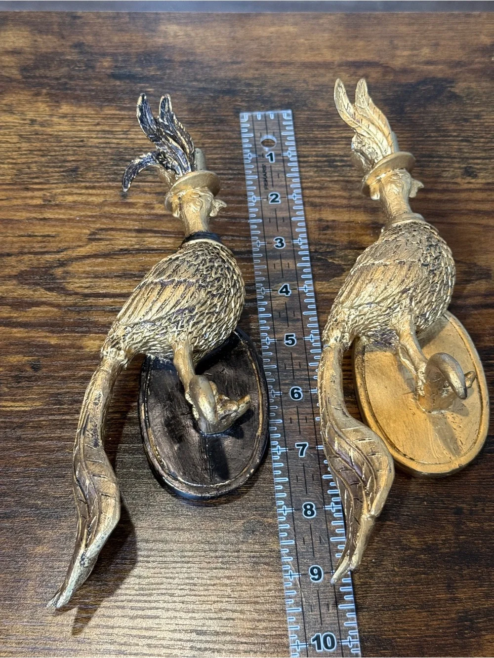 Decorative Gold Peacock Wall Hooks - Set of 2